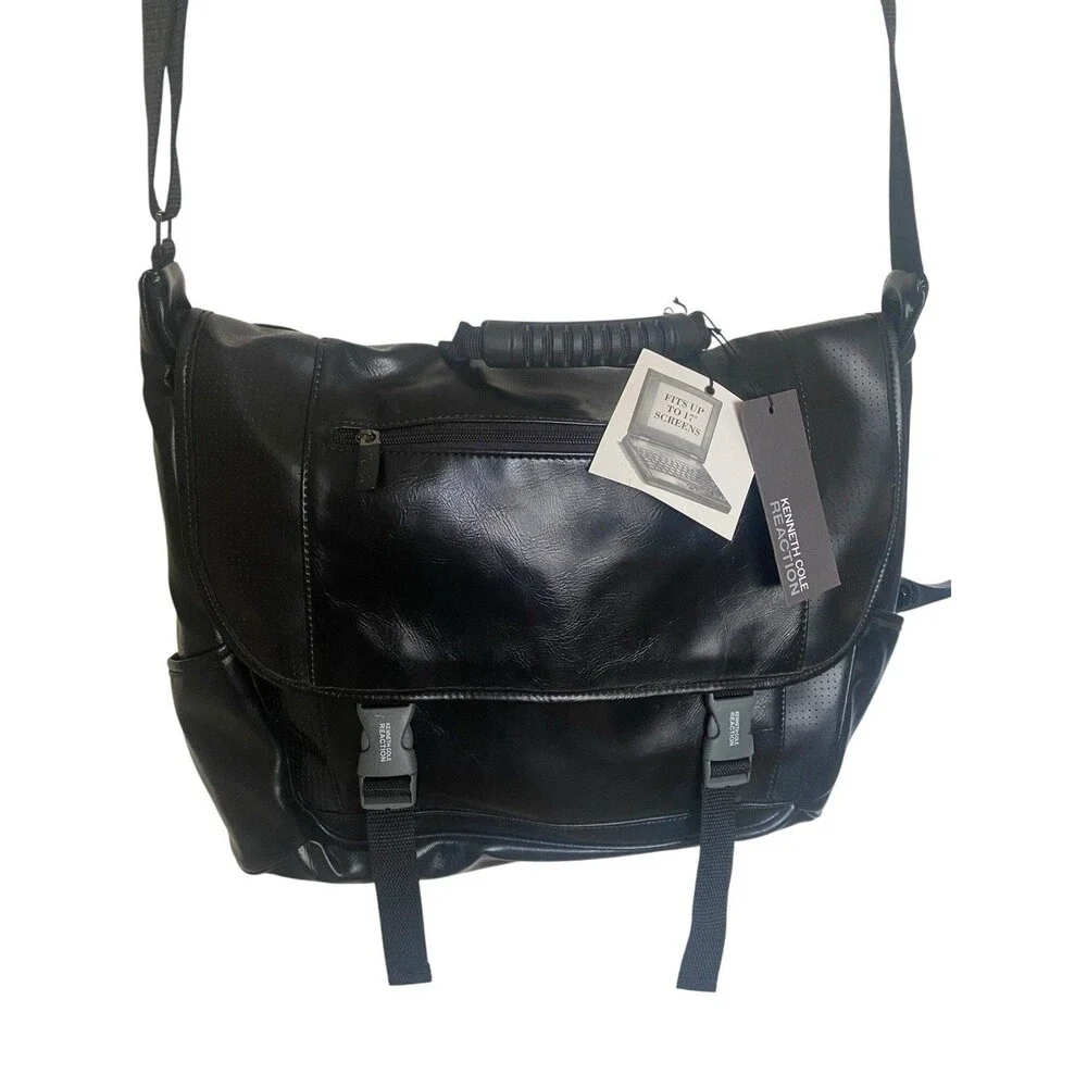 Kenneth Cole Bag Reaction Black Messenger Laptop Sleeve Adj Strap 535505 NEW